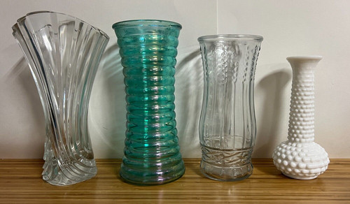 Glass vase lot fluted milk - lot,